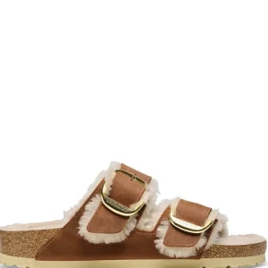 Mujer Birkenstock Zuecos | Zapatos De Confort<Sandalia Arizona Big Buckle Lana de Borrego Cognac