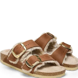 Mujer Birkenstock Zuecos | Zapatos De Confort<Sandalia Arizona Big Buckle Lana de Borrego Cognac
