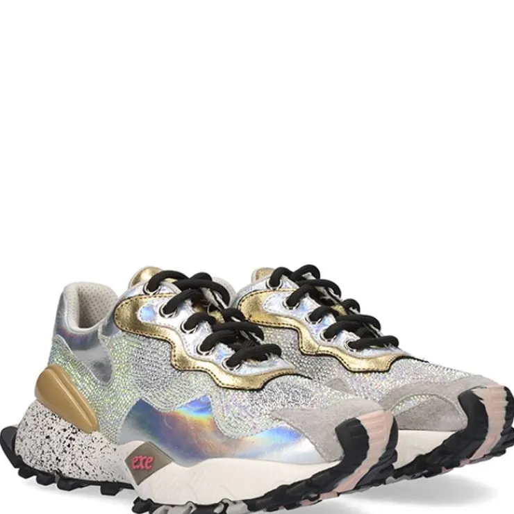 zapatillas_exe__grey_silv_1.webp Mujer Exe Zapatillas Deportivas<Zapatillas 134-8 Grey Silver Gold Lea