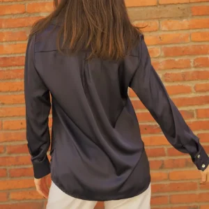 Laia Laffaure Partes De Arriba<Camisa Satinada Marino